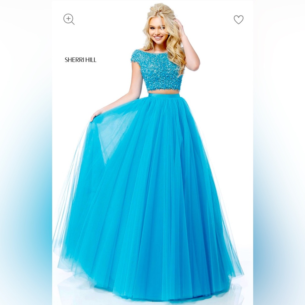 Sherri Hill 51594 Beaded Cap Sleeve 2 Piece Ball Gown size 14